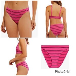 NWT! Bundle Free People From The Start Stripe Bikini Briefs Pink Combo XS/SM